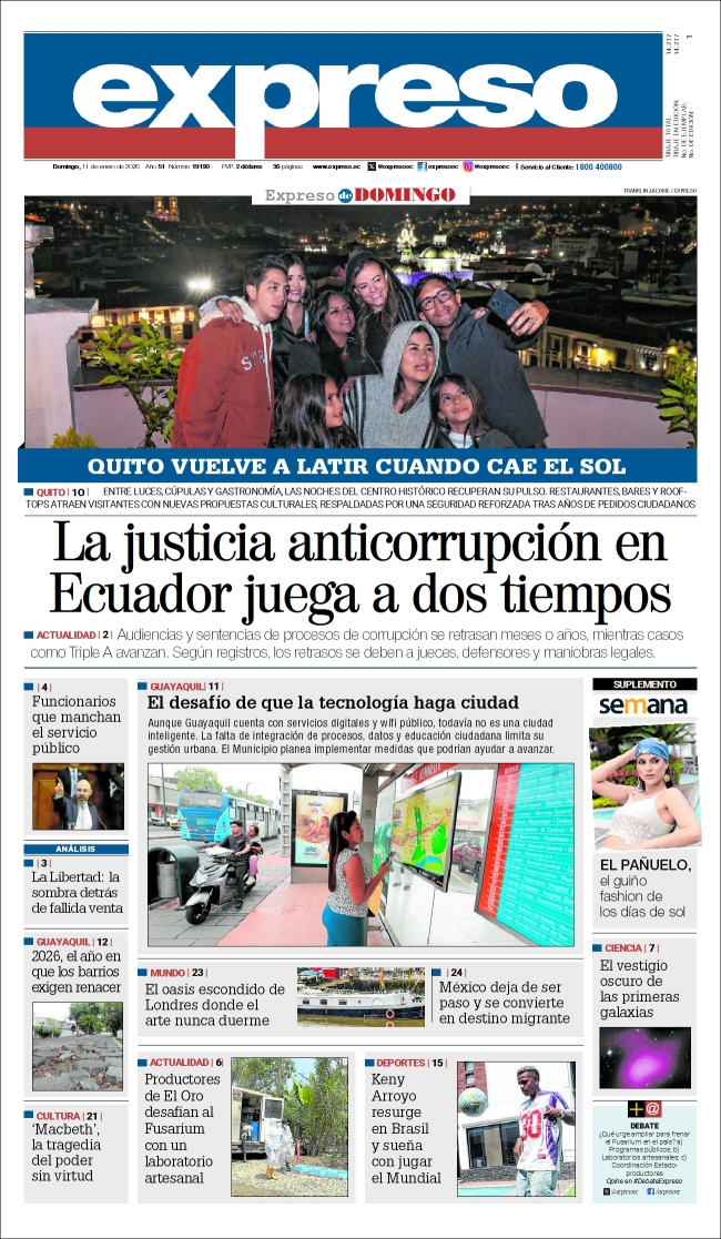 #PortadaExpreso | ¡Buenas noches, lector!  Esta es la portada de mañana, 11 de enero.✨ Encuentra este diario en nuestros puntos de venta o suscríbete aquí suscripcion.expreso.ec