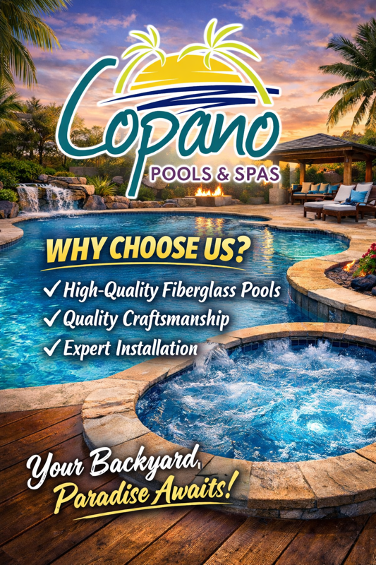 CopanoPools's tweet image. Easy. Durable. Beautiful. 💦
Fiberglass pools installed by the trusted team at Copano Pools &amp;amp; Spas.
Your backyard oasis starts here.