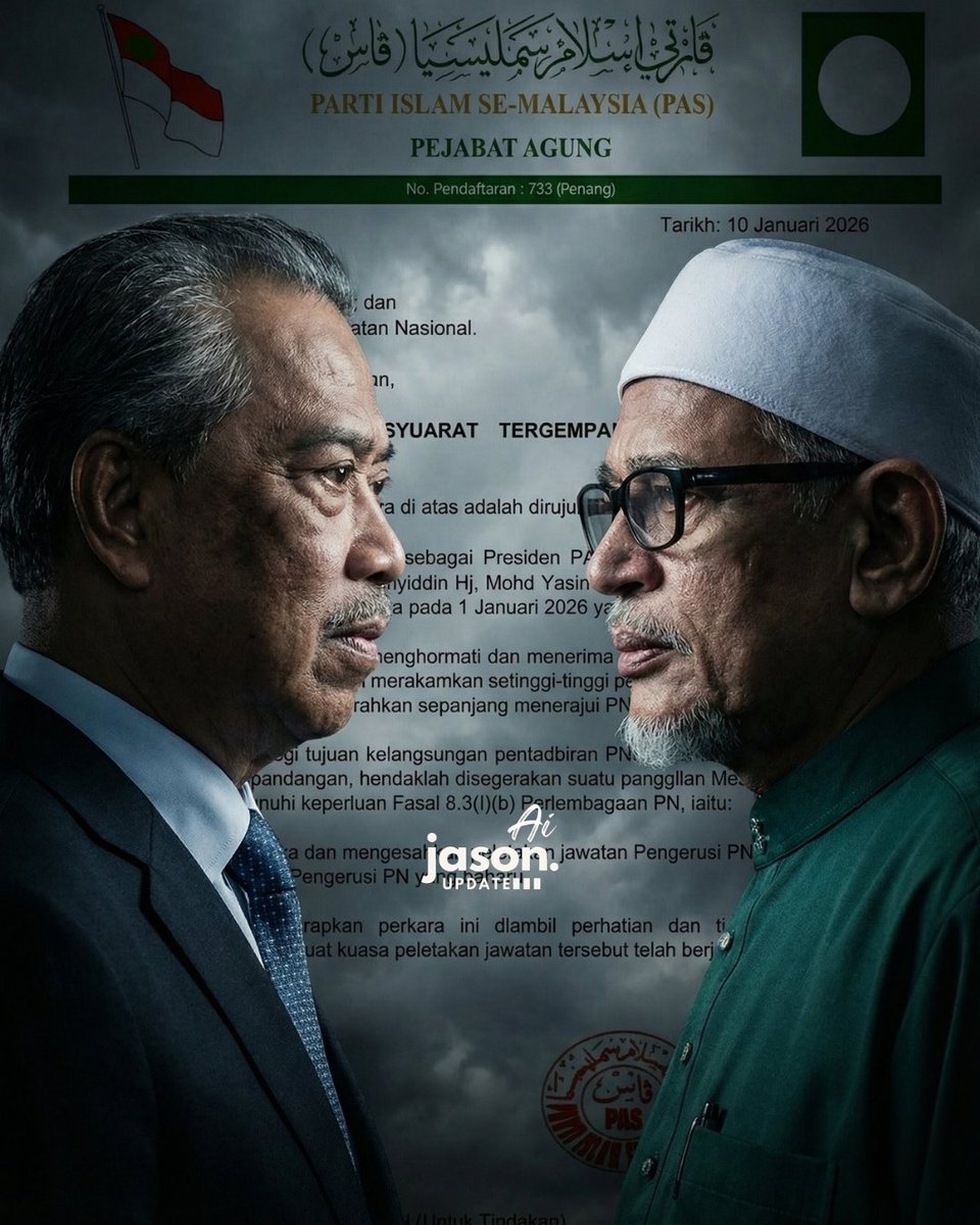 Surat 10 Januari: Bukti Rundingan Damai PN Sudah Gagal

Surat rasmi Presiden PAS, Tan Sri Abdul Hadi Awang bertarikh 10 Januari 2026 sebenarnya mendedahkan satu hakikat penting: usaha damai dalam Perikatan Nasional (PN) sudah gagal. Walaupun surat itu kelihatan seperti urusan