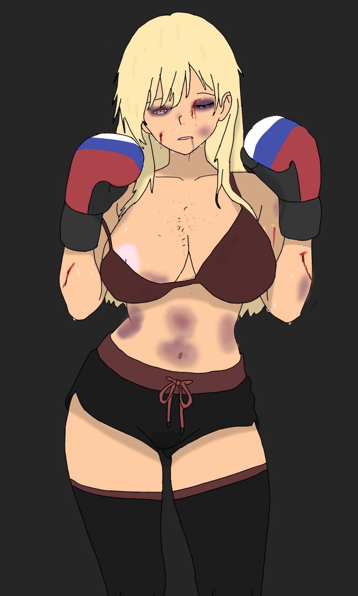 Neke_96's tweet image. “Is that all you got милый мальчик…~?”

Cute Russo girl took a beating.. A drawing I did for my bestie.