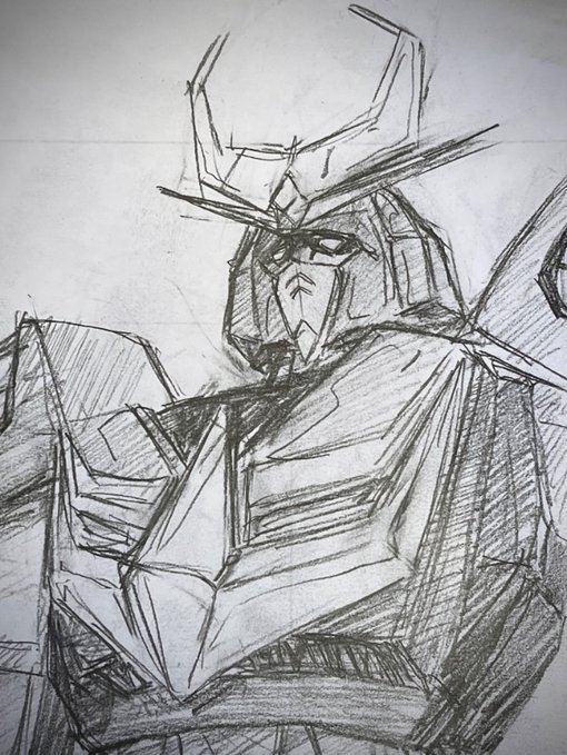 お昼の落書き〜

フィギュアの画像見て描いた
バルディオスさん

ガンダムが凄かったのは
バルディオスみたく胸に紋章みたいなのとか、
ブーメランとか羽みたいなのが付いて無かったことで兵器っぽさが後付け出来たことかも? 