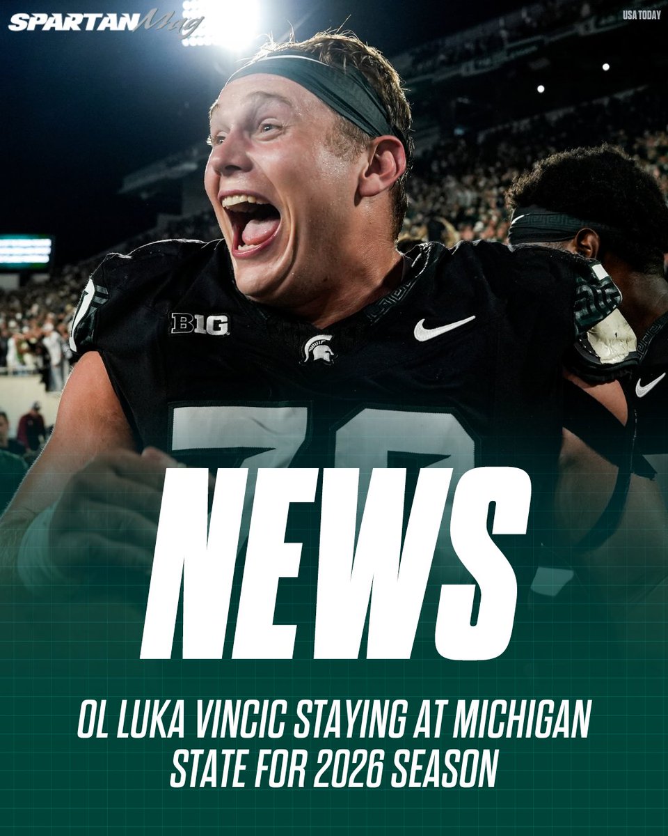 TheSpartanMag's tweet photo. Luka Vincic staying at Michigan State for 2026 season: What it means &amp; what's next

Story: https://t.co/cD4oflzbt2 https://t.co/UCGss2niii