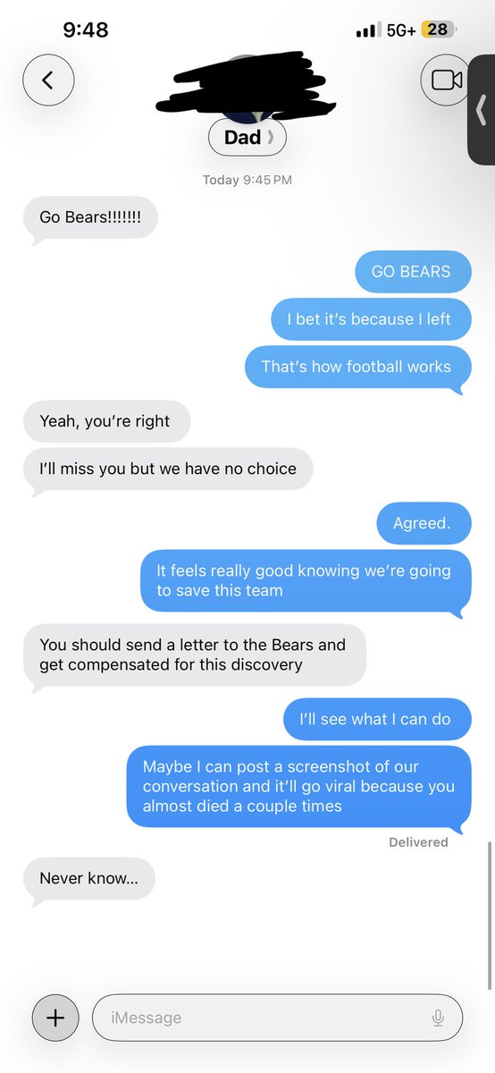 acechicagobears's tweet image. My dad almost died from Covid a few years ago and now I try to watch as many bears game with him as possible. However, recently, I have become convinced that the bears play better when we don’t watch together. Example, I left his house a few minutes into halftime…

#Bears