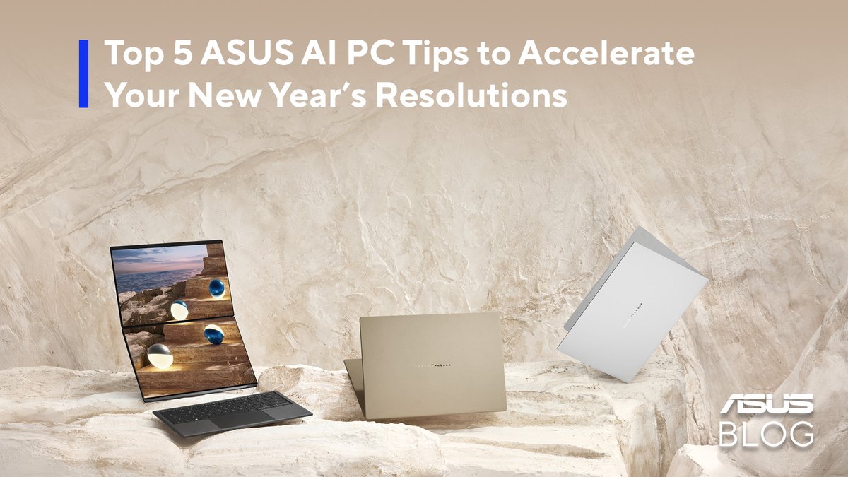 ASUS's tweet image. AI is a great help with New Year's resolution planning, tracking, and execution. Click the link below to discover how ASUS AI PC can help you with your goals for 2026. 
asus.click/26-01-sb-x_feed

#ASUSBlog
#NewYearsResolutions #HappyNewYear #productivitytips #AIPC
