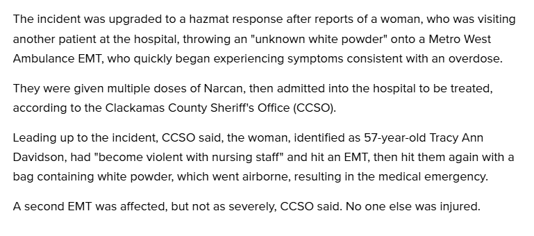 At Kaiser Permanente Sunnyside Medical Center on Friday, a visitor threw an unidentified substance onto an EMT, who experienced a medical emergency.
kgw.com/article/news/l…