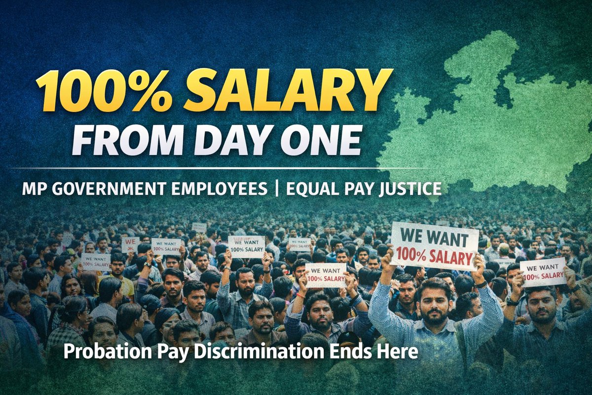#मध्यप्रदेश_सौ_फीसदी_वेतन_दो
#EqualPayforEqualWork
#mpgovt_fair_work_fail_pay
<a href="/DrMohanYadav51/">Dr Mohan Yadav</a> <a href="/CMMadhyaPradesh/">Chief Minister, MP</a> <a href="/JagdishDevdaBJP/">Jagdish Devda</a>
<a href="/OfficeofSSC/">Office of Shivraj</a> <a href="/JansamparkMP/">Jansampark MP</a> <a href="/GADdeptmp/">GAD, MP</a> 
<a href="/TheSootr/">TheSootr</a> 
सभी नवनियुक्त कर्मचारियों को मप्र में भी 100% वेतन मिलना चाहिए। केवल मध्य प्रदेश में काला क़ानून क्यो