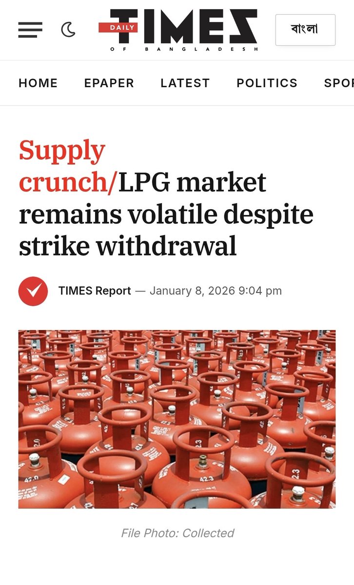 Rubence's tweet image. As 2026 begins, Bangladeshis are facing an unprecedented shortage of both LPG and LNG. Homes cannot cook. Factories and industrial boilers have been shut for days. This did not happen by accident.

It follows the illegal interim government signing an NDA with the United States,…