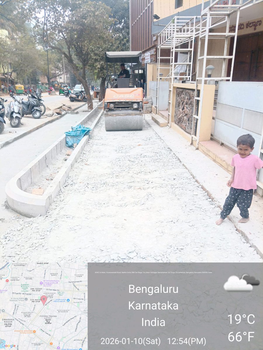 GBA_office's tweet photo. 🚶♂️ Footpath Formation in Progress!
As part of the BSMILE initiative, footpath formation work has been taken up on 80’ Road, Banashankari, in the Basavanagudi division to enhance pedestrian safety, accessibility, and urban mobility.
#BSMILE #WalkableBengaluru #PedestrianSafety #Banashankari #Basavanagudi #GreaterBengaluruAuthority