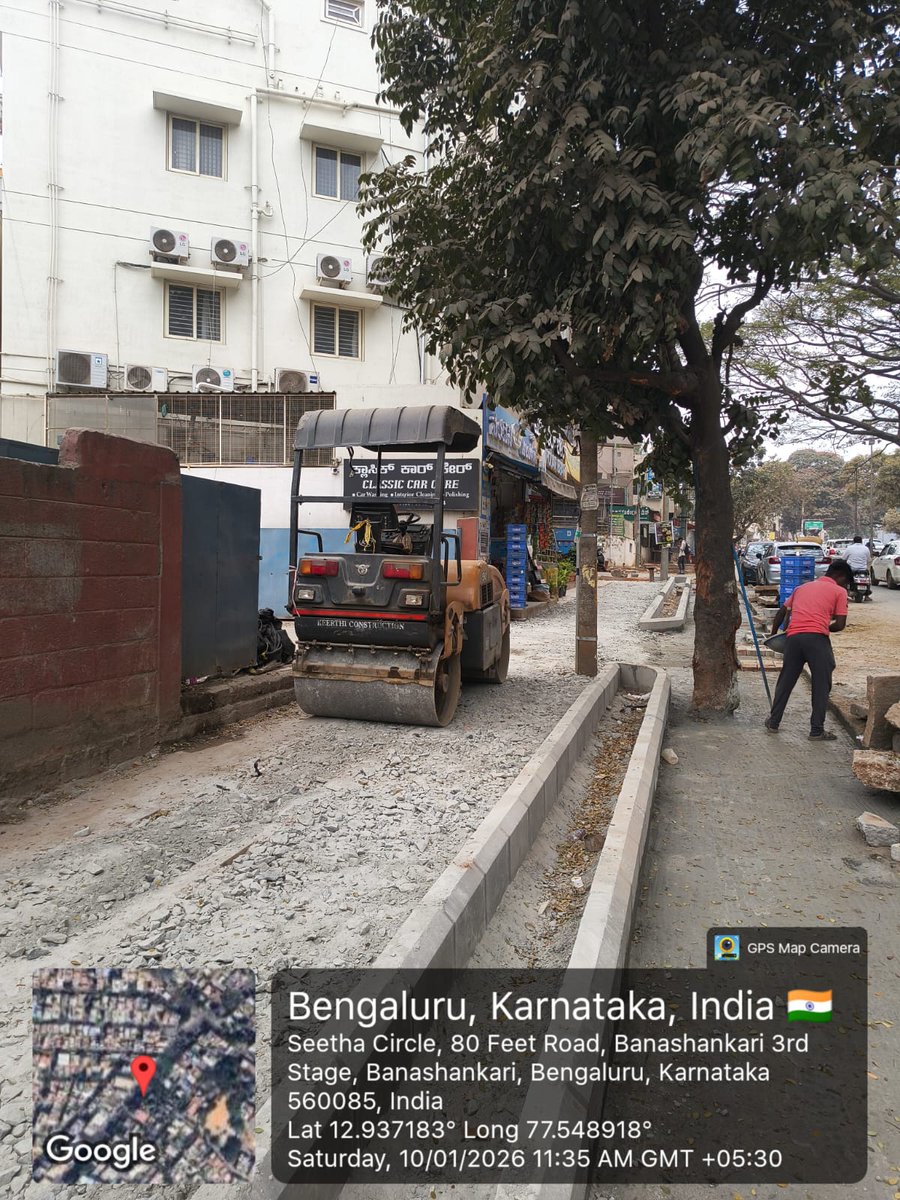 GBA_office's tweet photo. 🚶♂️ Footpath Formation in Progress!
As part of the BSMILE initiative, footpath formation work has been taken up on 80’ Road, Banashankari, in the Basavanagudi division to enhance pedestrian safety, accessibility, and urban mobility.
#BSMILE #WalkableBengaluru #PedestrianSafety #Banashankari #Basavanagudi #GreaterBengaluruAuthority