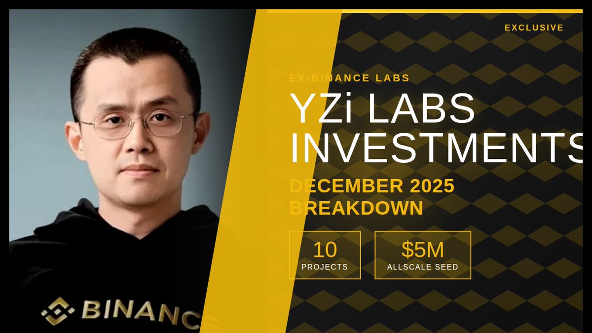 YZi Labs (ex-Binance Labs) Dec 2025 Bets: 10 Projects Backed 🔹 Bitcoin  DeFi: Sats Terminal (@SatsTerminal), Saturn Labs (@usdat21) 🔹 Prediction  Markets: 42 Space (@42space), Predict (@predictdotfun) 🔹 Gaming: MeleeMon  (@meleemon), Bento