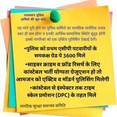 कांस्टेबल से इंस्पेक्टर तक टाइम स्केल प्रमोशन (DPC) मिले 🥰📢📢📢📢

कांस्टेबल का नाम
फाइल में नहीं
सिर्फ भीड़ में दिखता है 🚶
#राजस्थान_पुलिस
<a href="/RajGovOfficial/">Government of Rajasthan</a> <a href="/BhajanlalBjp/">Bhajanlal Sharma</a> <a href="/DainikBhaskar/">Dainik Bhaskar</a>
