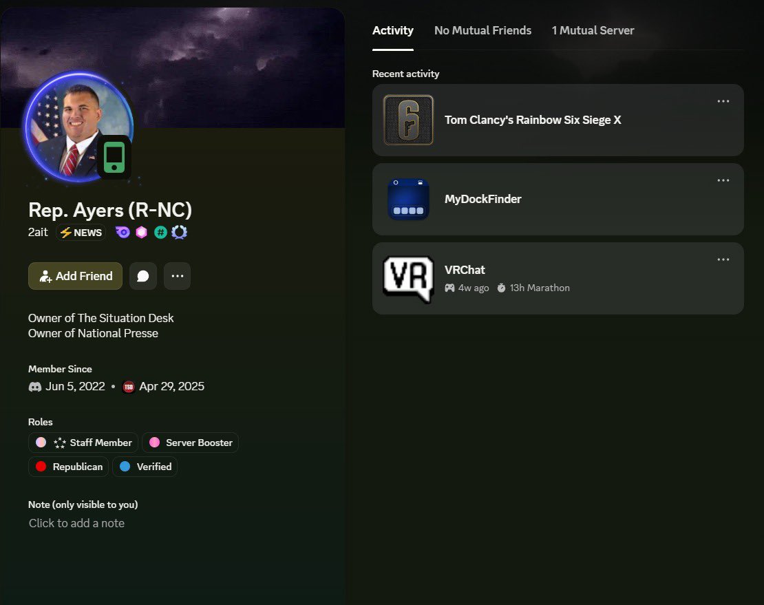 05bidendefender's tweet image. Why is candidate for NC-3 (GOP) @AustinAyers’s discord mod ran by a FURRY😭😭