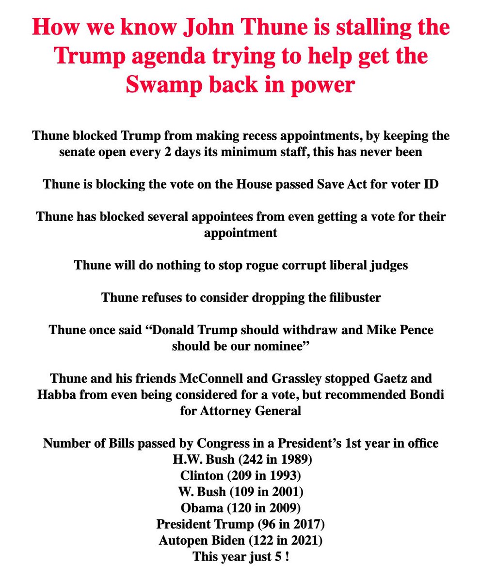 HankishTwitZone's tweet image. The biggest obstacle to @realDonaldTrump MAGA agenda are not the Democrats it is backstabbing RINO @LeaderJohnThune and 98% of malignant RINOs infecting @GOP!
