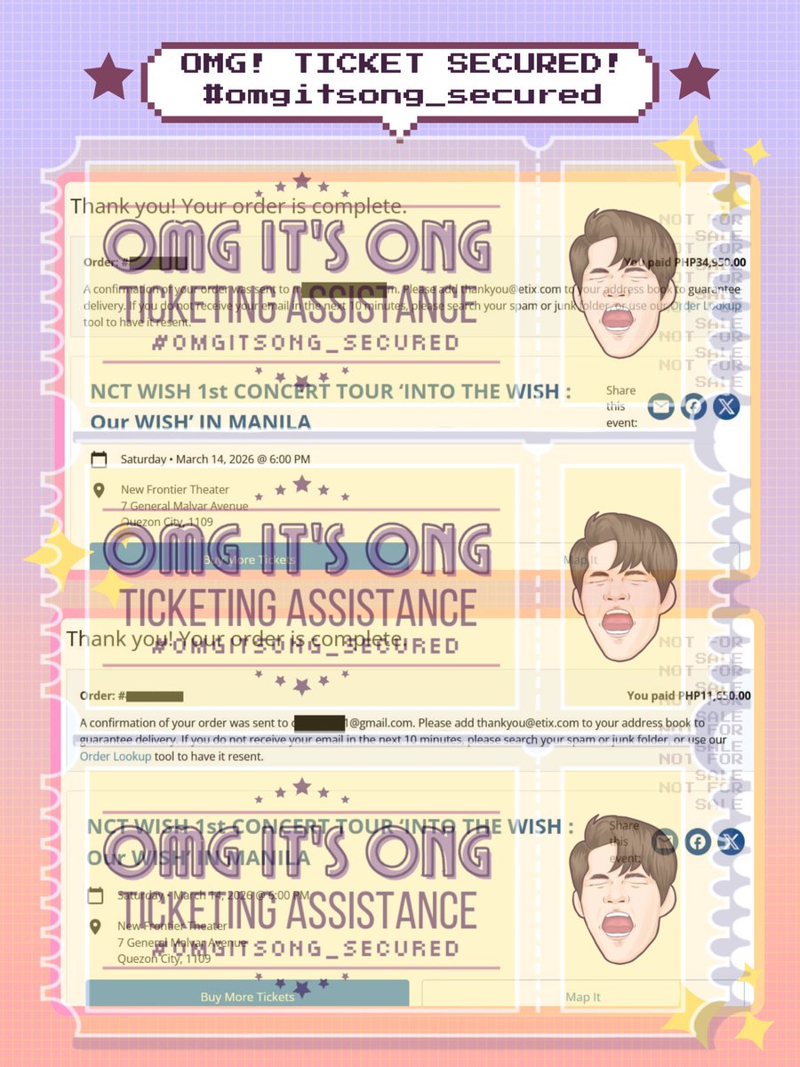 omgitsong_101's tweet photo. #OIO_proofs
OMG, Tickets secured for NCT WISH 1st CONCERT TOUR āINTO THE WISH : Our WISHā IN MANILA
āØTickets secured under client's details!
ā
9 SVIP
ā
1 Platinum
āTICKETS NOT FOR SALEā
#NCTWISH #INTOTHEWISH #OurWISH #OurWISH_MANILA #NCTWISH_CONCERT_TOUR https://t.co/oELDYVBhrZ