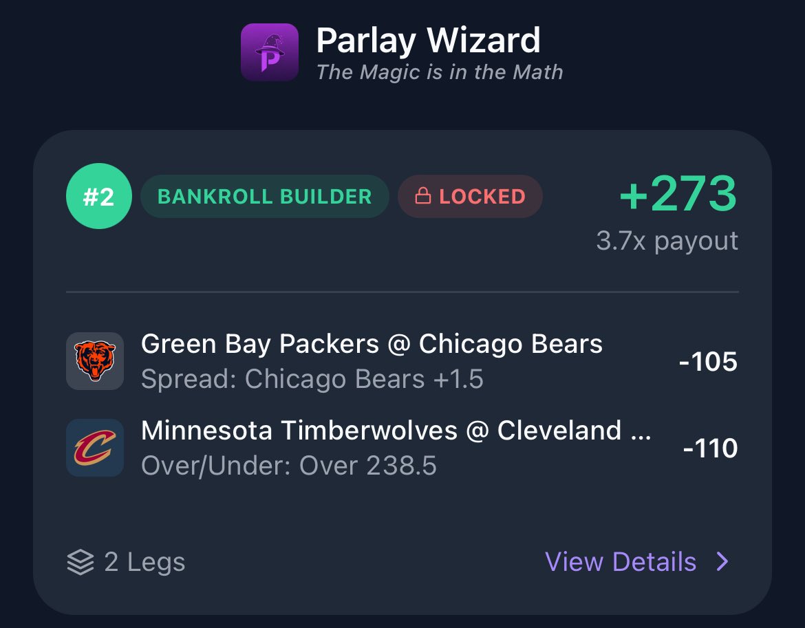 ParlayWizardEV's tweet image. ANOTHA ONE 👨

Let’s cash the Bankroll builder as well✅

2-5 today for PW- the hits keep coming 

Start your free trial and start winning 😎