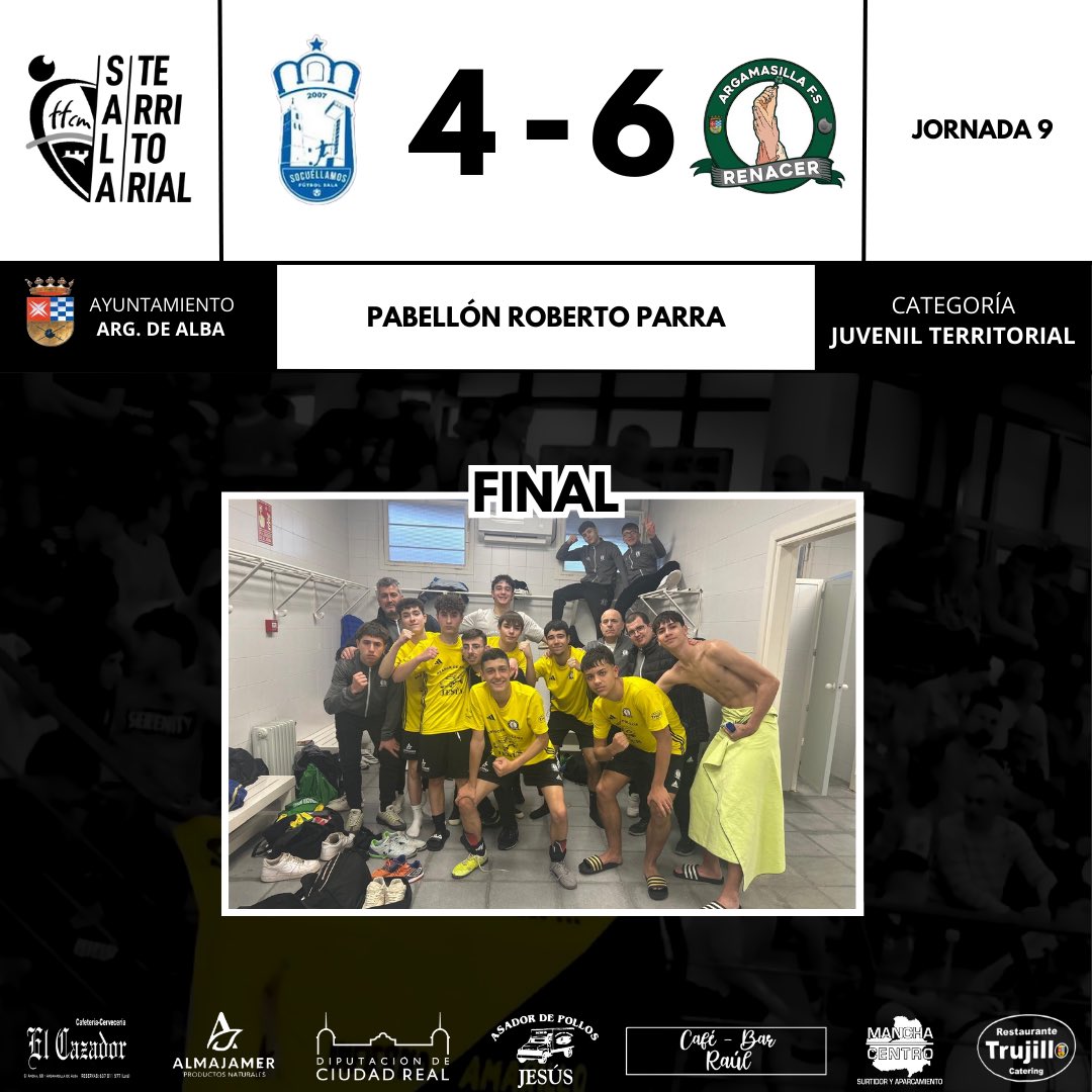 |JUVENIL TERRITORIAL|

EFS Socuéllamos Juv. 4-6 Juv. Territorial
⚽️⚽️⚽️ Aitor Ropero
⚽️⚽️ Izan García
⚽️ Conesa

Importante victoria a domicilio de los nuestros para continuar con el invicto.

#PasiónPorLoNuestro  #HayCantera