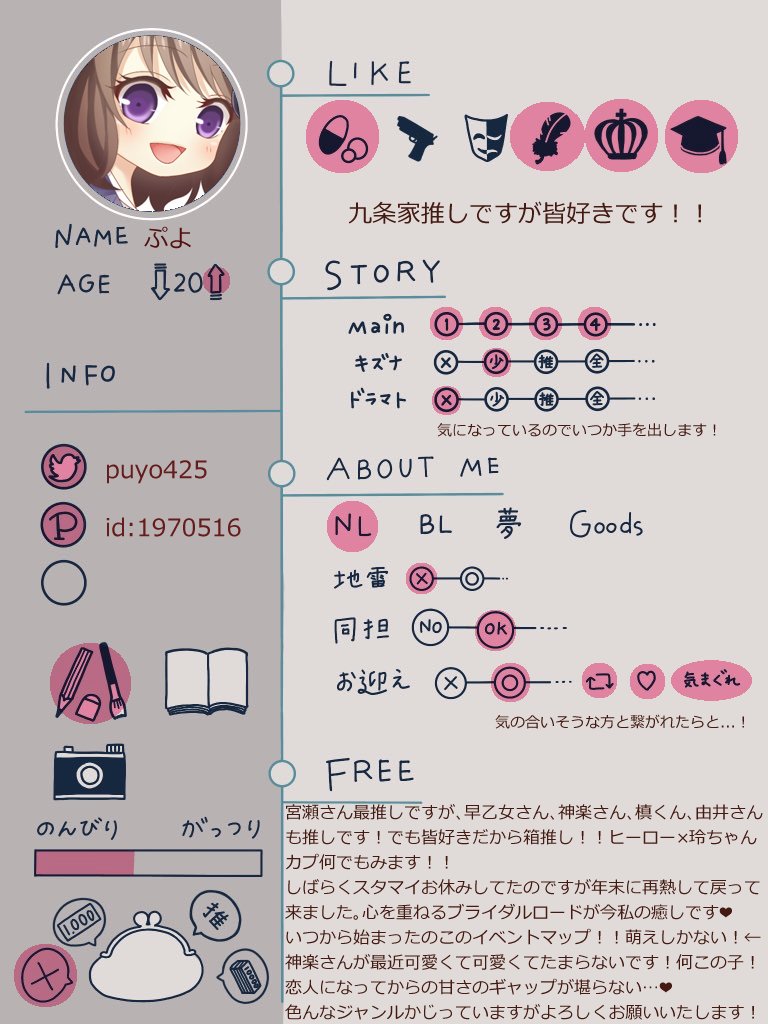 puyo425's tweet photo. プロセカとスタマイにどっぷり今ハマっているのでテンプレお借りして作ってみました！

#プロセカ自己紹介カード　
#スタマイ履歴書 https://t.co/zW9s08pLzx