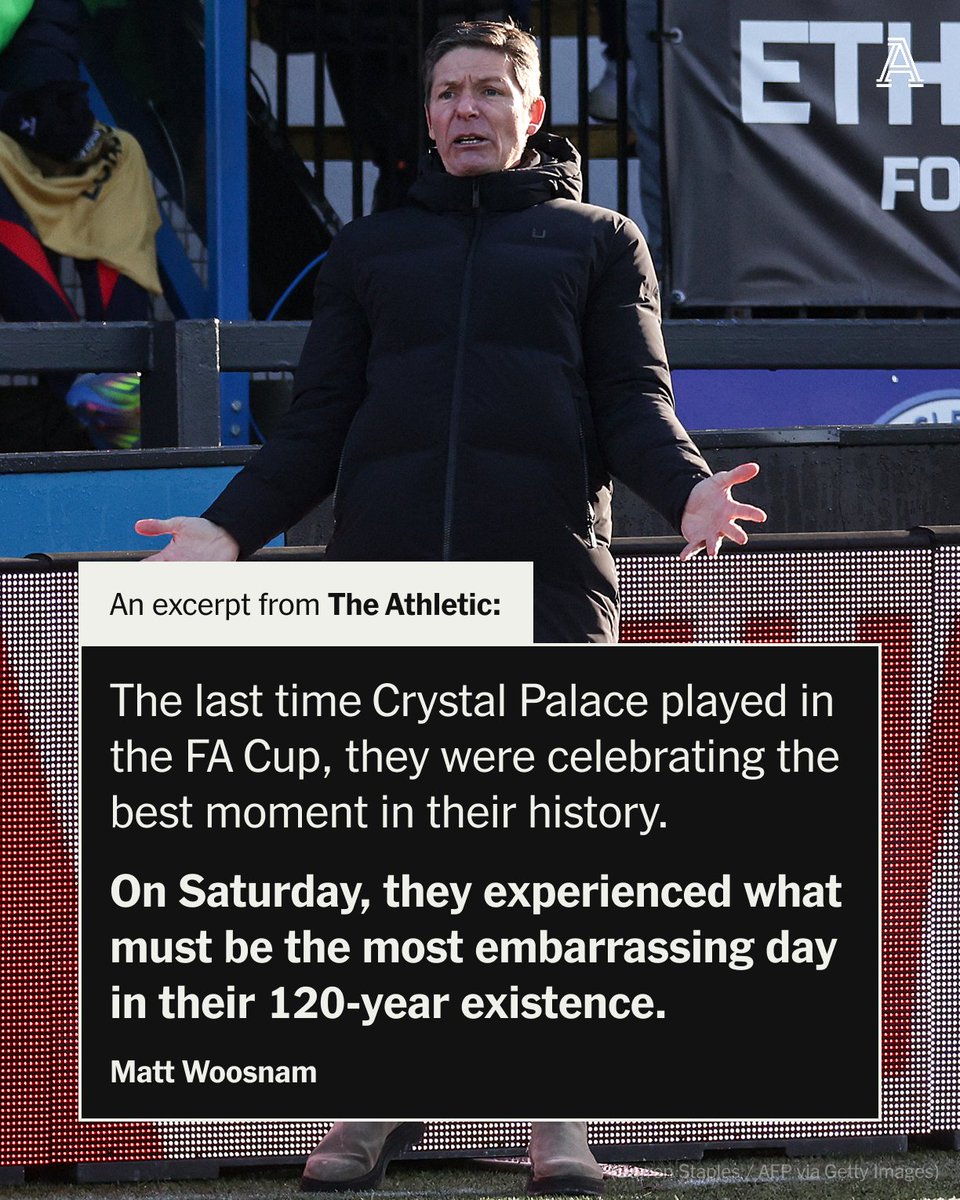 TheAthleticFC's tweet photo. An exhibition is being held this weekend in the Crystal Palace subway to celebrate the team's FA Cup triumph last season.

By 5pm on Saturday, they had managed another historic achievement - only this is one they will want to forget very quickly.

In losing to sixth-tier Macclesfield, Palace suffered the biggest upset in the competition's history.

So how did they allow that to happen, and what will the ramifications be?

✍️ @MattWoosie 

🔗 https://t.co/sSQXYhpvmz