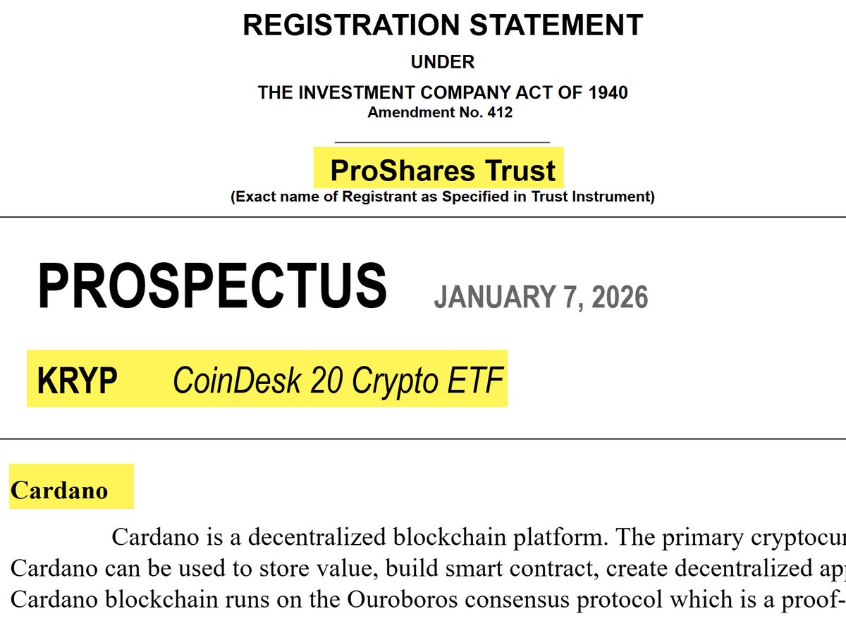 UPDATE: $ADA is included in the Proshares Index Crypto ETF🔥 $ADA spot ETF  is imminent