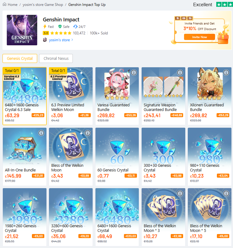 New limited discount!!  want to get an EXTRA 10% OFF on ur next genshin top ups in lootbar ? 

you can now by using code "YOSIM10" from the link below — don't miss it 🔥

check it out: lootbar.gg/shop/yosim

NOTE: expires on 23 Jan - 23:59 

♡ / ↻ are much appreciated