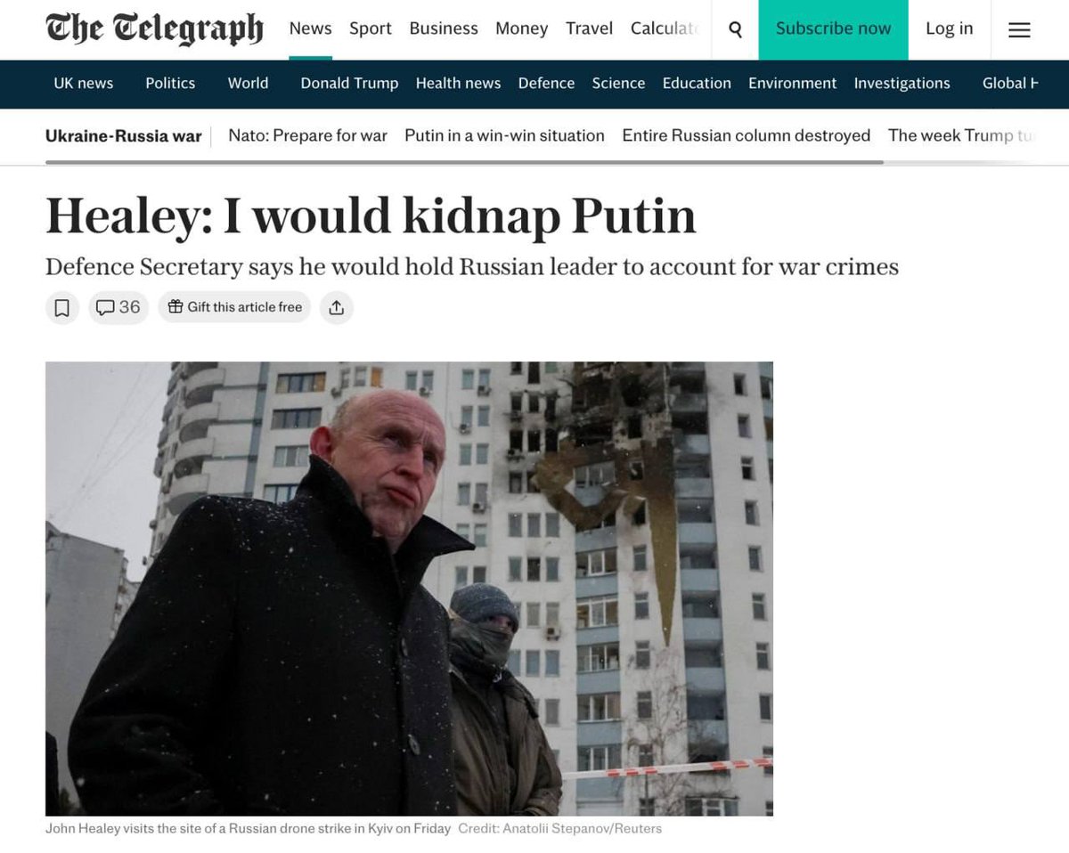 VictorKvert2008's tweet image. Министр обороны Великобритании Хили заявил, что хотел бы похитить фюрера.

Во время визита в Киев, отвечая на вопрос журналиста о том, какого мирового лидера он хотел бы похитить, Хили сказал:

«Если бы была возможность похитить любого мирового лидера, я бы выбрал Путина».