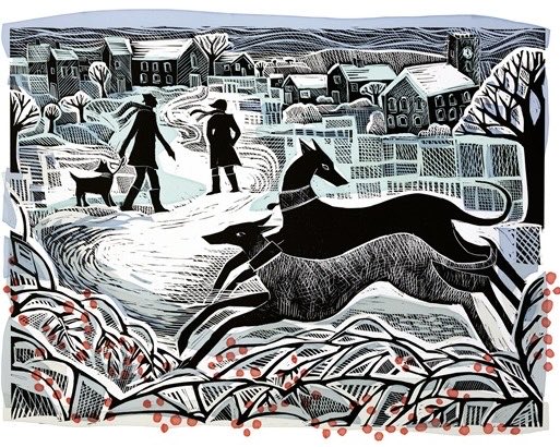 ArtGuideAlex's tweet photo. Whippets in Winter #AngelaHarding https://t.co/DwGMlnk9XX