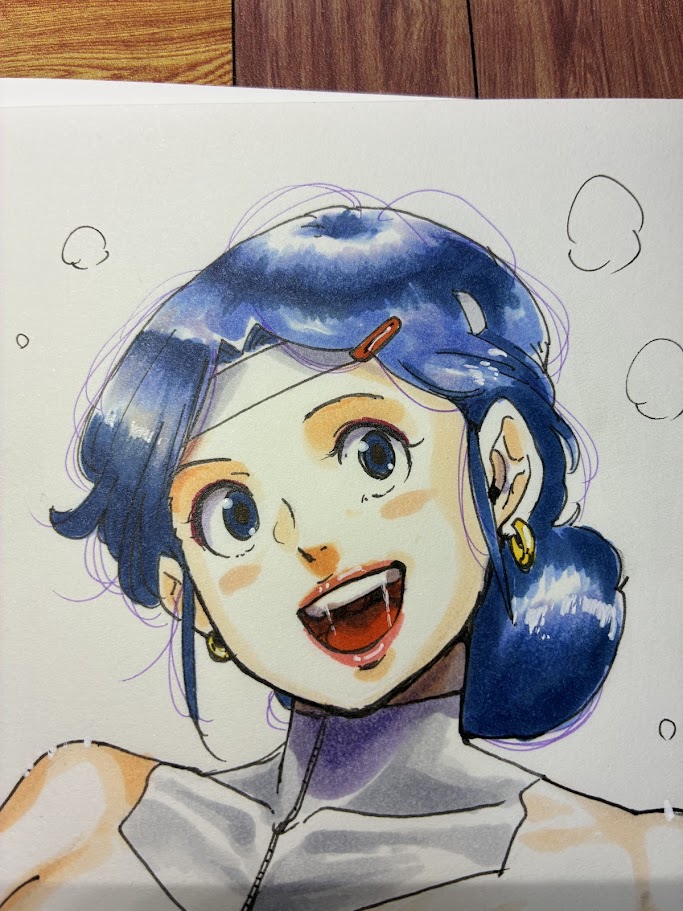 今日ウォーミングアップで描いてたおばさん。 