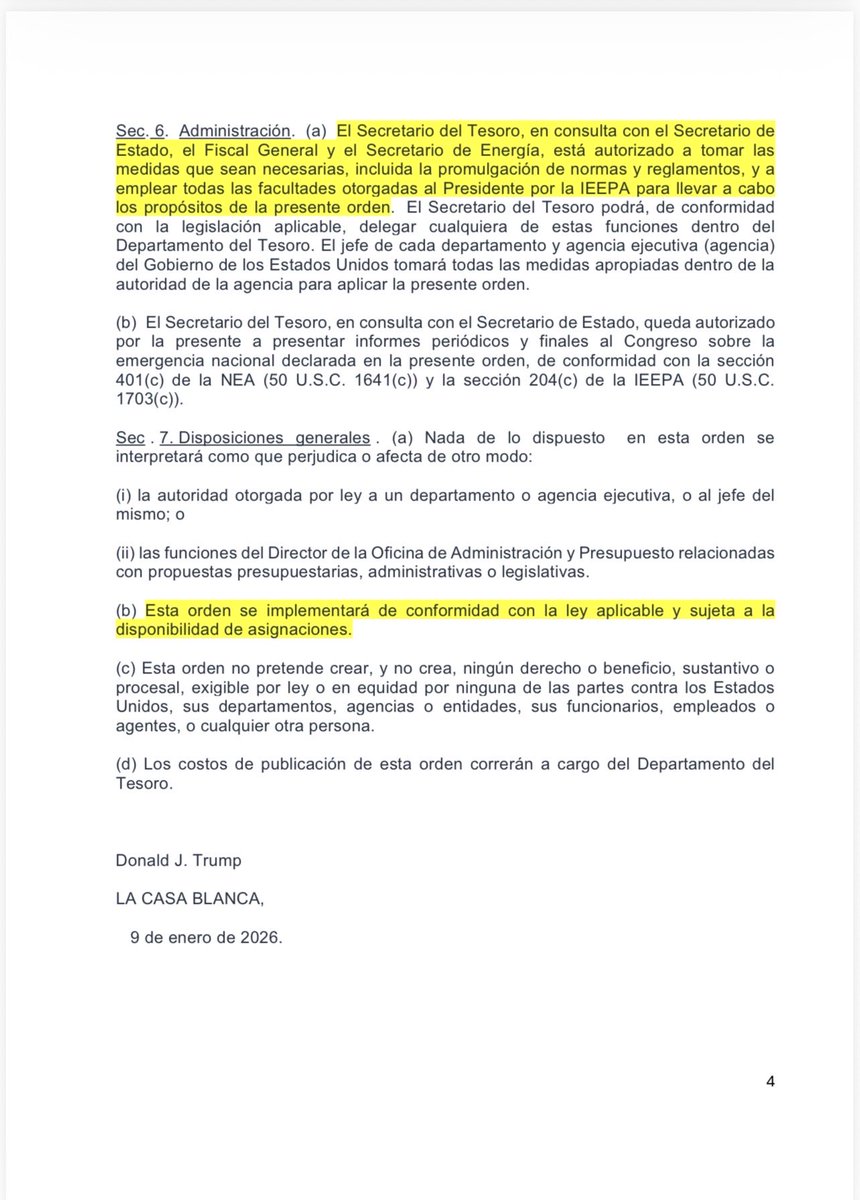 RRamirezVE's tweet image. #11Enero Anexo la versión en Español de la Orden Ejecutiva de Trump emitida el 9 de Enero. Allí se crea un Fondo a donde irá el dinero producto de la venta de petróleo venezolano, venta que será hecha por los EEUU. Este Fondo, que incluye los recursos del BCV y PDVSA, será…