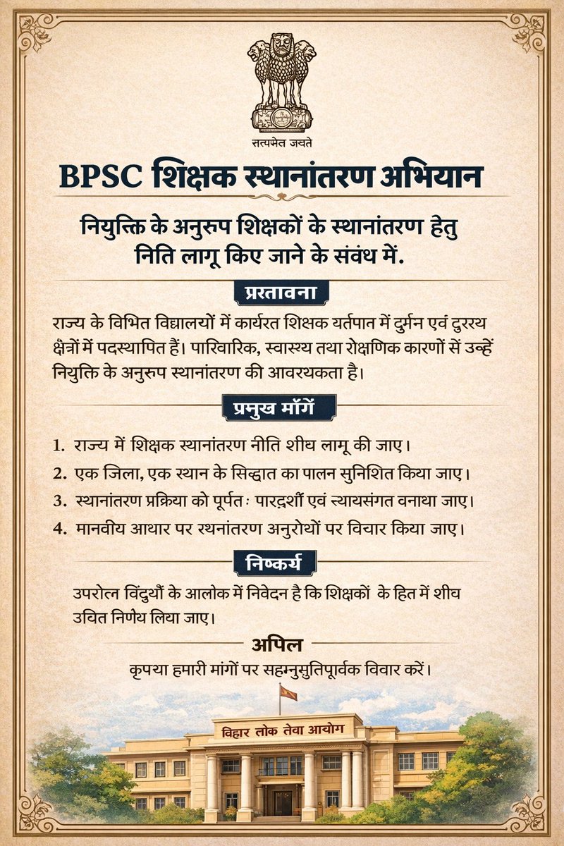 mdb_manoj's tweet photo. "सैकड़ों किलोमीटर की दूरी, ड्यूटी की मजबूरी!
TRE 3 शिक्षकों के लिए प्राथमिकता के आधार पर गृह जिला स्थानांतरण की प्रक्रिया शुरू की जाए।"
#TransferTRE3

@NitishKumar @samrat4bjp @VijayKrSinhaBih @iChiragPaswan @Jduonline @News18Bihar @sunilkumar @UpendraKushRLM https://t.co/0mOGIinQPW