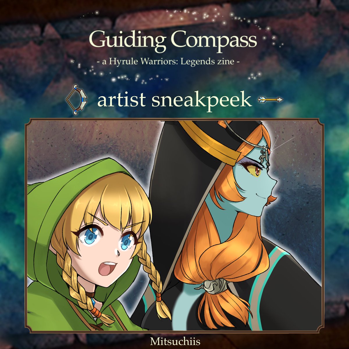 🧭CONTRIBUTOR PREVIEW🧭

From <a href="/mitsuchiis/">Nikki @ CMs open ! ✨</a> is a beautiful rendition of Linkle and the Twilight Realm’s very own Princess Midna fighting together! 

Look forward to the zine release on the 21st of January!