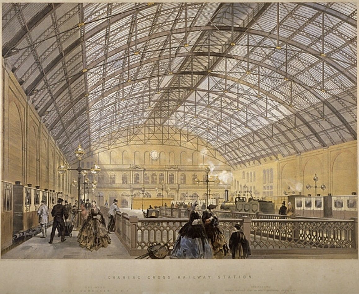 JoeBrownLondon's tweet image. #OnThisDay 162 years ago, the SER opened its line from London Bridge to Charing Cross, where we see the 50m span of John Hawkshaw's roof which famously collapsed in 1905. There was also an intermediate station at Blackfriars, opposite today's Southwark Tube. 
@NetworkRailCHX