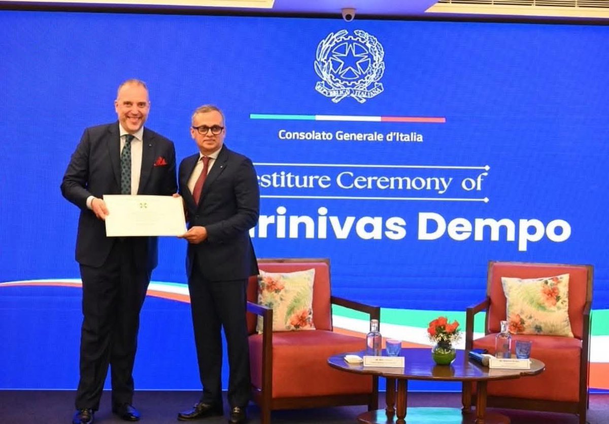 Bjp4Panaji's tweet photo. Congratulations to eminent industrialist  Shri. Shrinivas Dempo ji on being conferred the prestigious “Cavaliere dell’Ordine della Stella d’Italia” by the Republic of Italy in recognition of his outstanding contributions and enduring efforts in strengthening India Italy relations https://t.co/YiOCSjsrQm