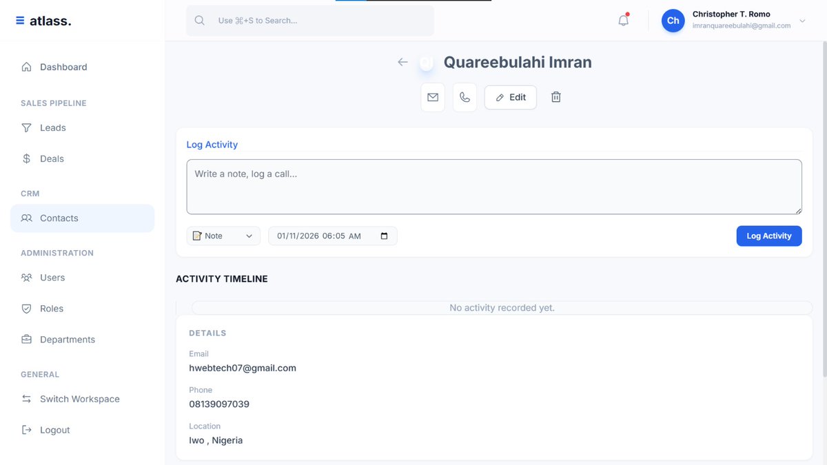 codebyhweb's tweet photo. DAY 7 — Contacts Module
Built the contacts module today — individuals and organizations, tagging, and a unified activity timeline.
#laravel #PublicBuild #BuildInPublic #saas https://t.co/tNzTHj8mY7