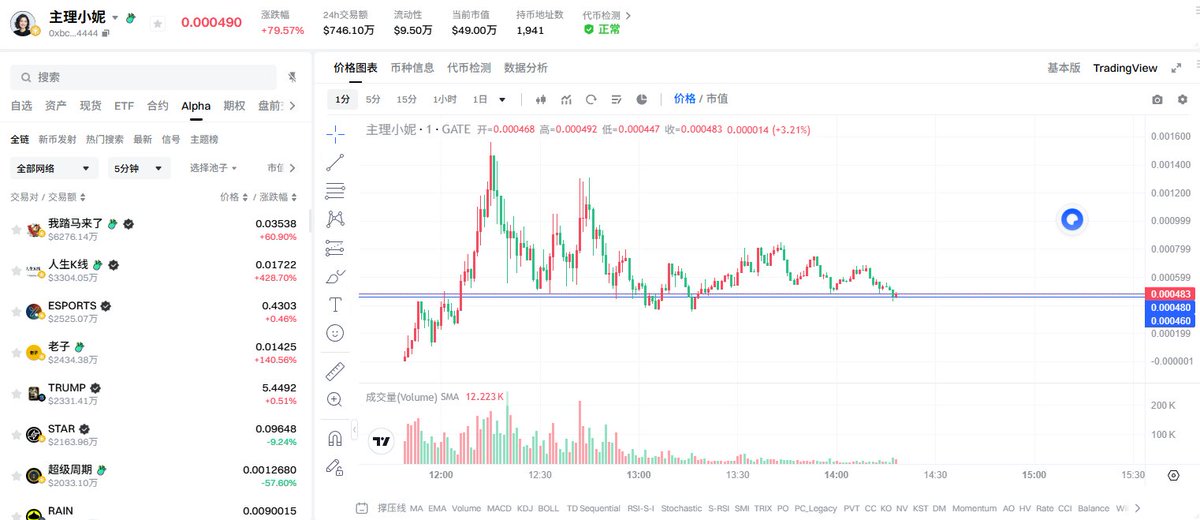 【主理小妮】买入了，概念很好对标【客服小何】，目前刚上线行情在走震荡。而且币安总监Nina一直在提【主理】这两个字，现在市值只有50w，非常低，短线看到500w。