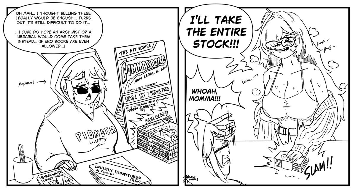 thinking of remaking the first three comics i did with varsity rapunzel (they are available in facebook).

#nikke
#nikkecomics
#nikkememe