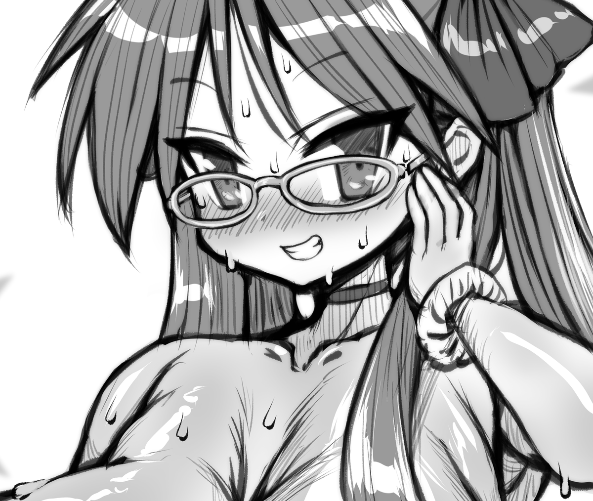 長乳首な眼鏡かがみんを描いてる 