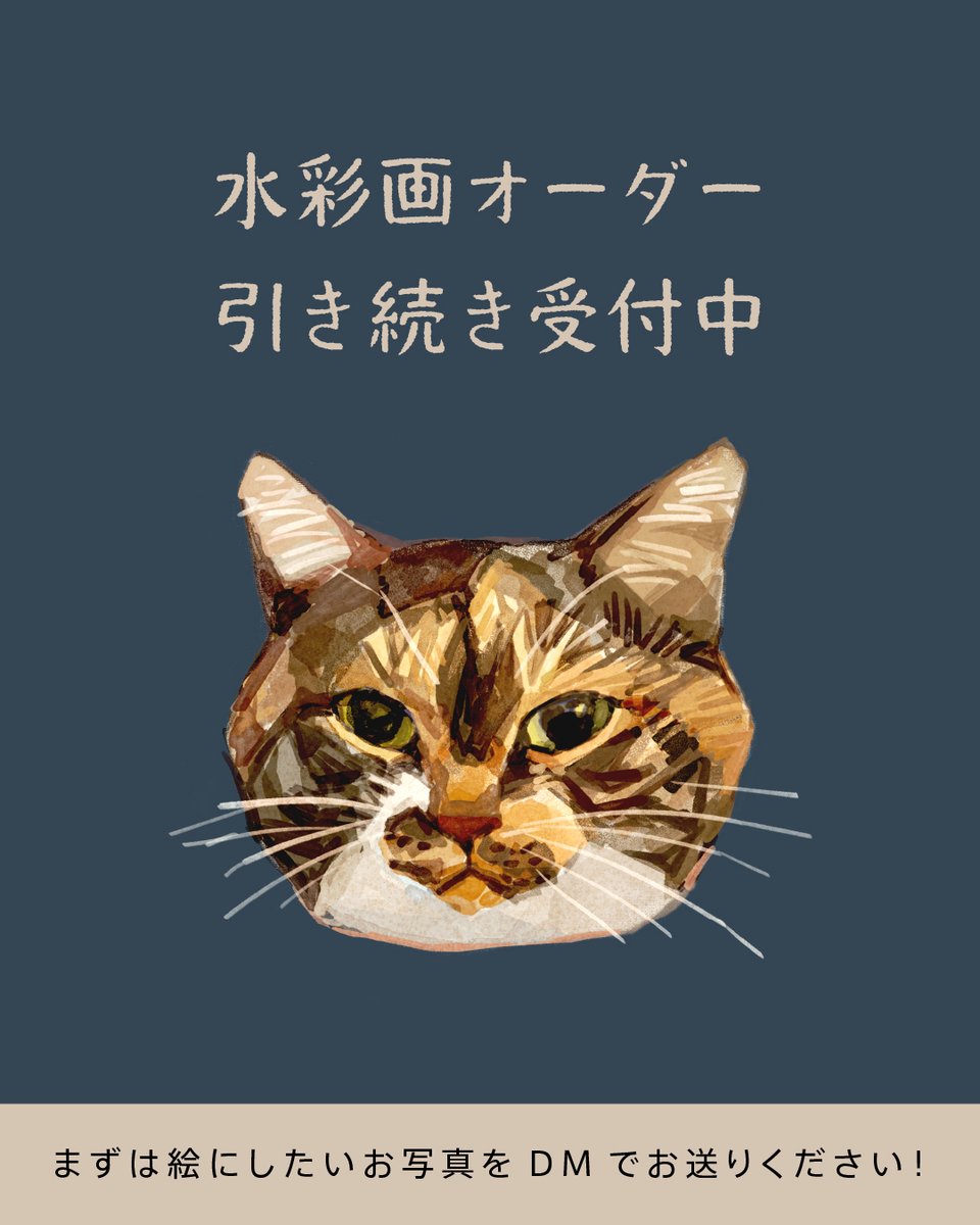 【ねこ水彩】
昨日アップしたお知らせツイートの拡散がゆっくりめなこともあり、まだ今月制作分の空き枠ございます🐈
この機会にぜひぜひ。

オーダーの流れなどはこちらにまとめております。
mikkelab.net/catwatercolor/