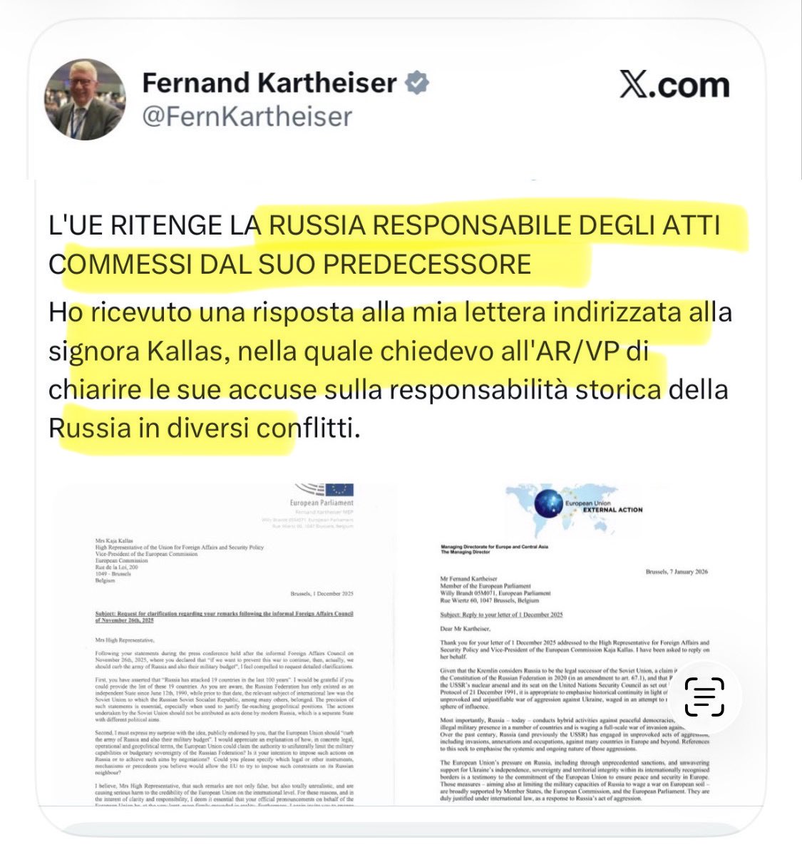 k_arsenale's tweet photo. Novembre 25, #Kajakallas afferma che la Russia ex URSS abbia invaso 19 paesi senza esserne attaccata. 
Dicembre 25, l’eurodeputato #Kartheiser chiede all’ufficio dell’estone i nomi dei paesi “invasi”.
Gennaio 26, risponde l’#UE ma l’elenco dei paesi non c’è.
#ERROR401 https://t.co/BFBNbXXrmr