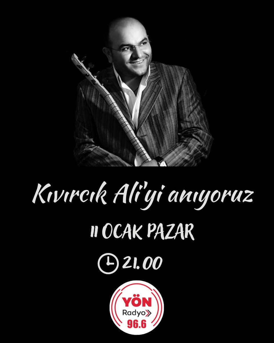 11 Ocak 2011 tarihinde aramızdan ayrılan Kıvırcık Ali'yi saygı ve rahmetle anıyoruz. Kıvırcık Ali'nin seslendirdiği eserlerden oluşan özel yayınımız saat 21.00'de 96.6 Yön Radyo'da.

#kıvırcıkali