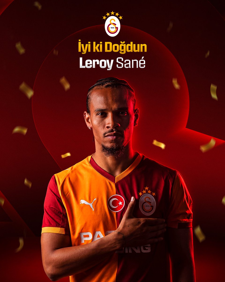 GalatasaraySK's tweet image. Bugün futbolcumuz Leroy Sané’nin doğum günü! 🎂

İyi ki doğdun @leroy_sane! 💛❤️