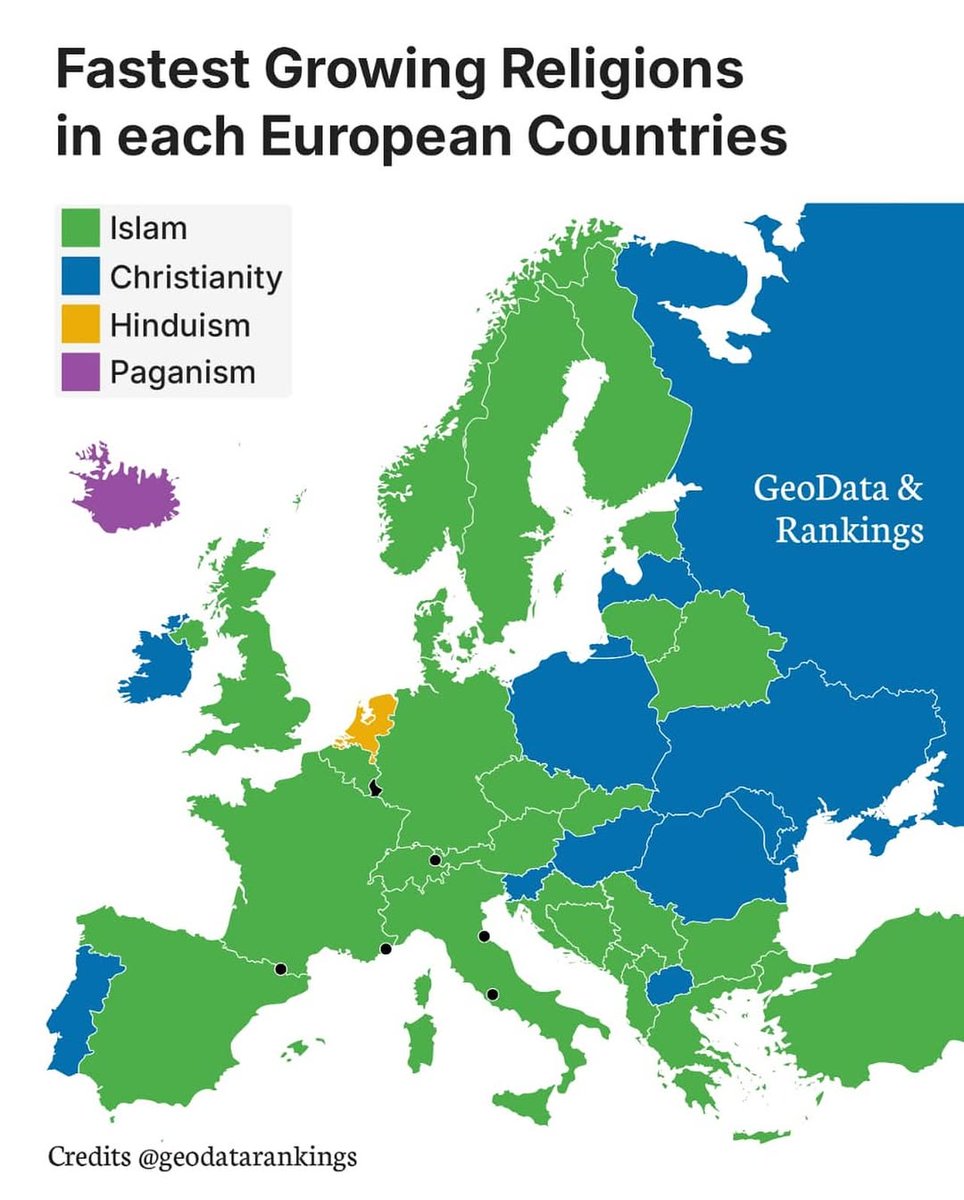 Fastest Growing Religions in each Europeam Countries 😇