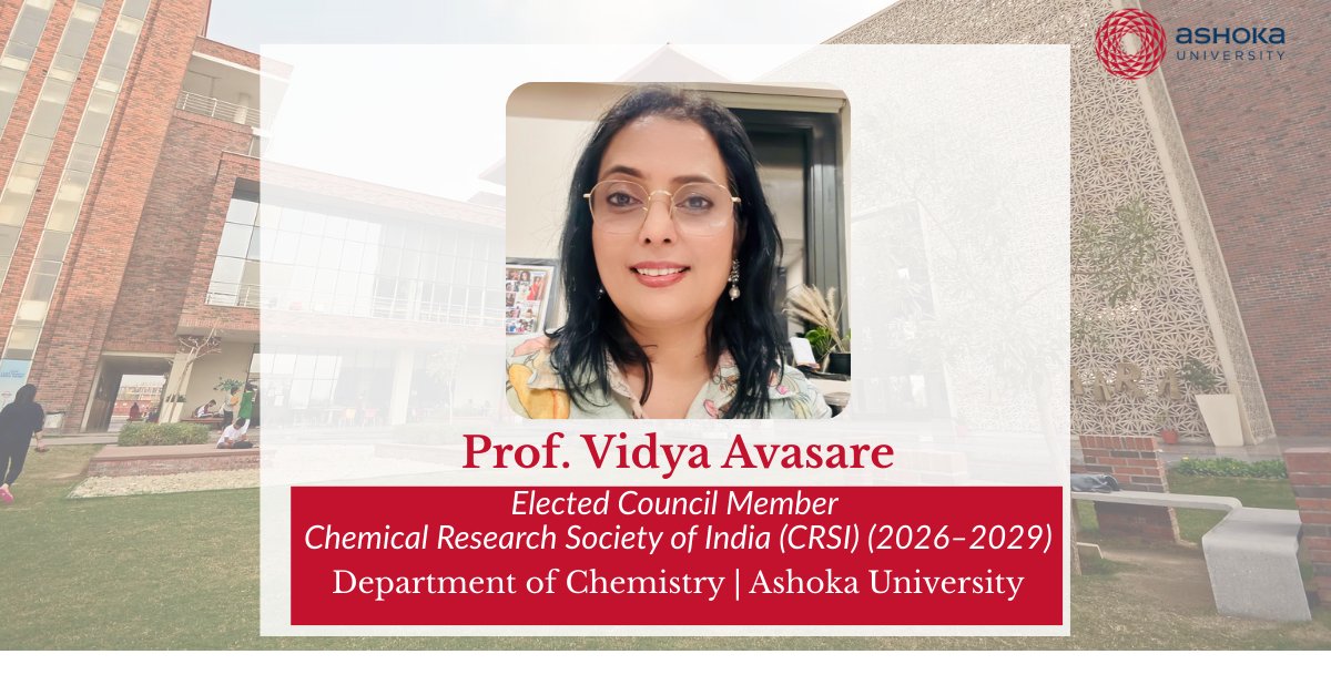 ChemistryAshoka's tweet photo. We are delighted to share that Prof. Vidya Avasare has been elected as a Council Member of CRSI for the 10th Council (2026–2029). A proud moment for the Department of Chemistry, Ashoka University. Congratulations! 👏🧪
#AshokaUniversity #CRSI #Chemistry #VidyaAvasare https://t.co/vHkJOTqMy2