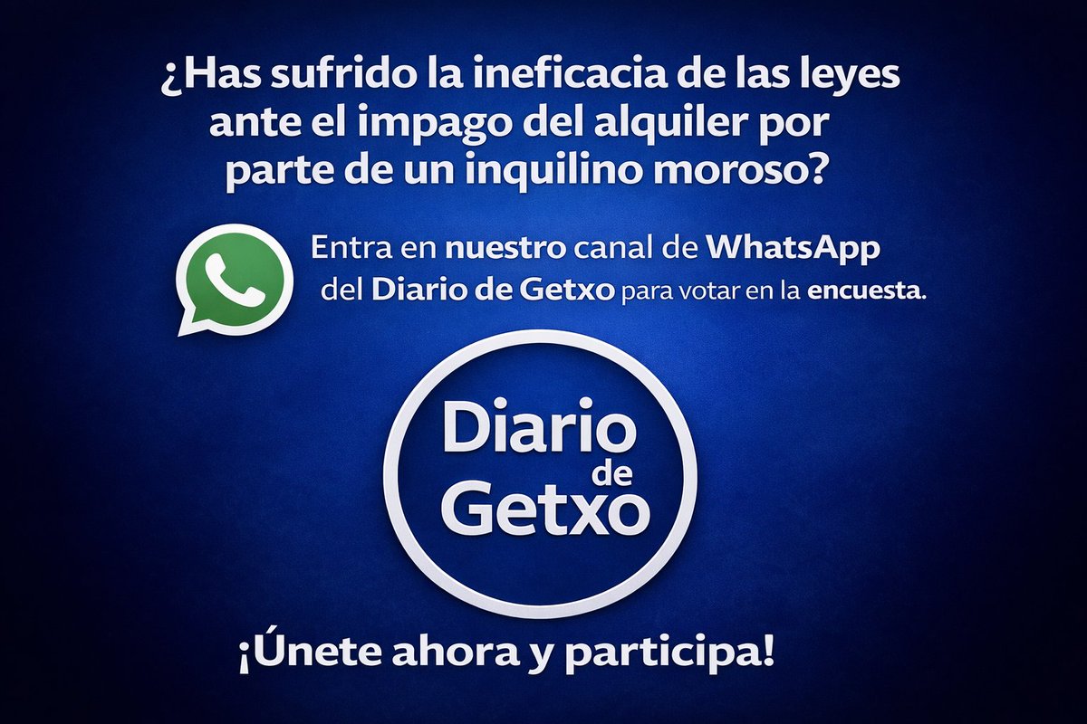 📊 ENCUESTA | Si eres propietario de una vivienda en #Getxo te invitamos a que respondas a la siguiente pregunta:

¿Has sufrido la ineficacia de las leyes ante el impago del alquiler por parte de un inquilino moroso? 

Elige la repuesta aquí 👉 whatsapp.com/channel/0029Va…