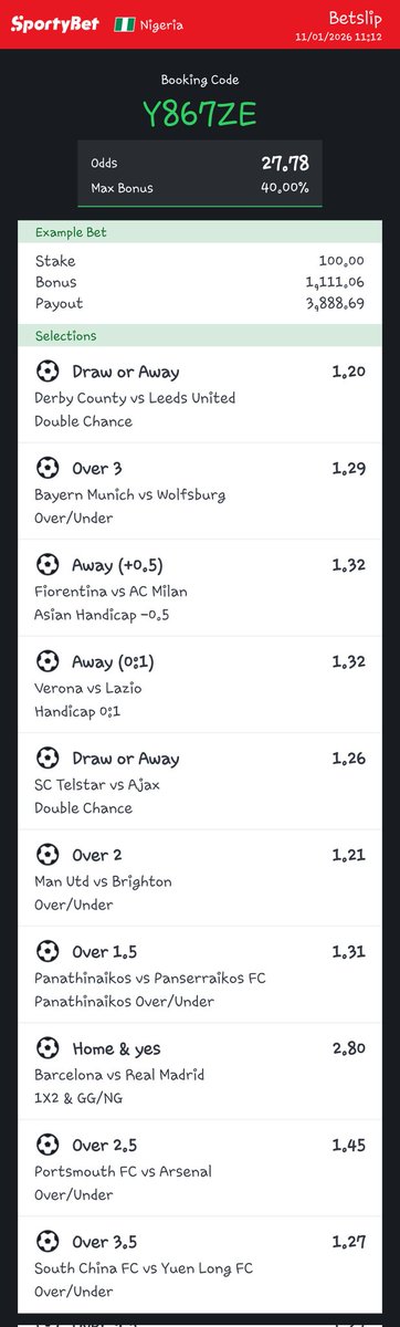 Hey check out the bet I just placed on Sportybet! sportybet.com/ng/?customCode…