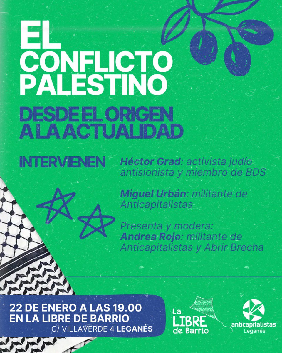anticapiLega's tweet photo. El jueves 22 de enero estaremos en La Libre de Barrio para seguir hablando de Palestina.
Más info👇 https://t.co/qU50LWwvXy