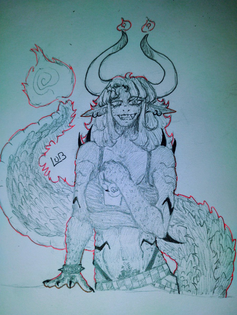 breadbornloaf's tweet image. Made another drawing of my OC! #art #artbyme #dragons #drawing