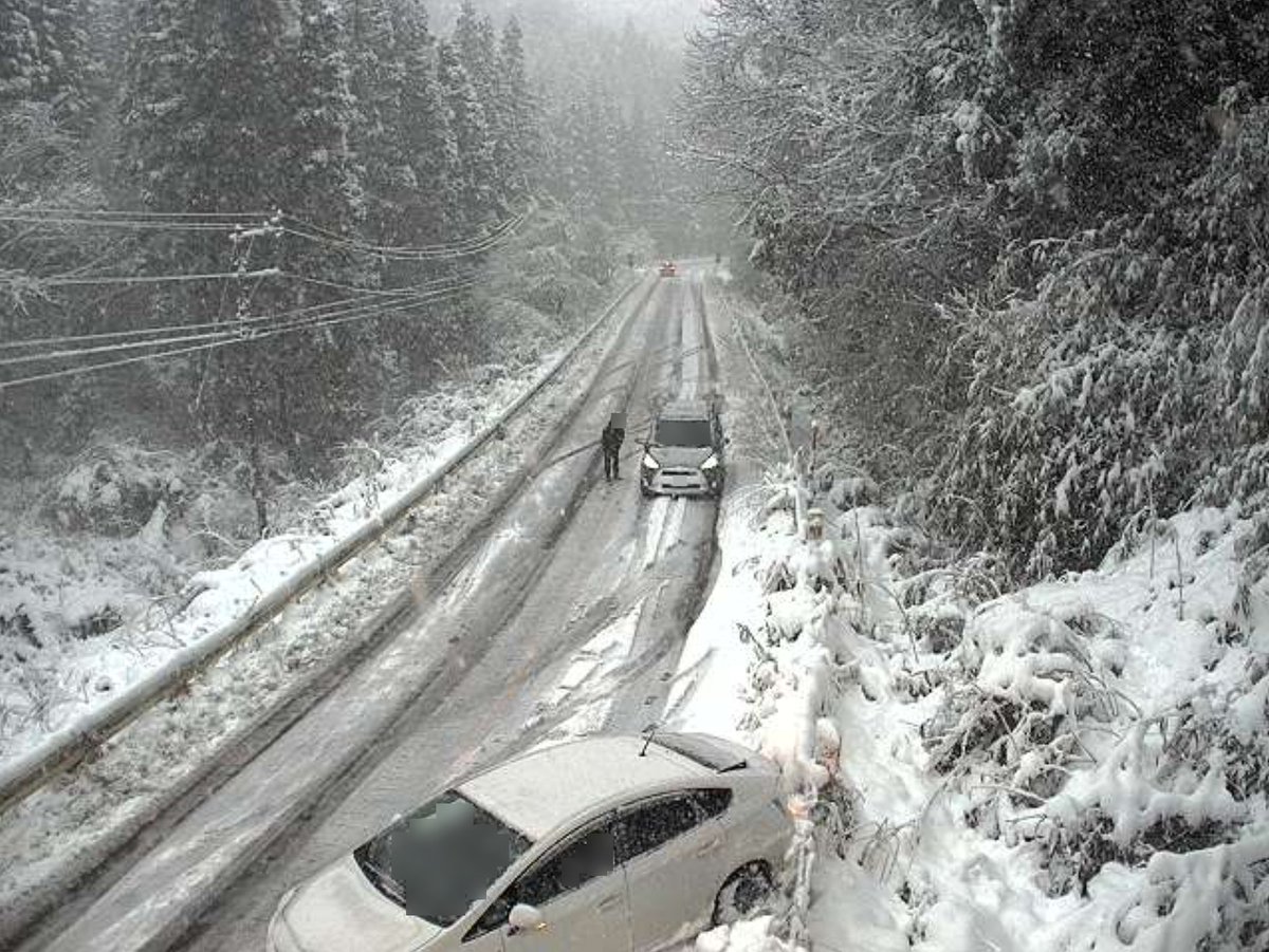 国道256号の関市と山県市の市境付近は急な積雪増加でスタックが相次い