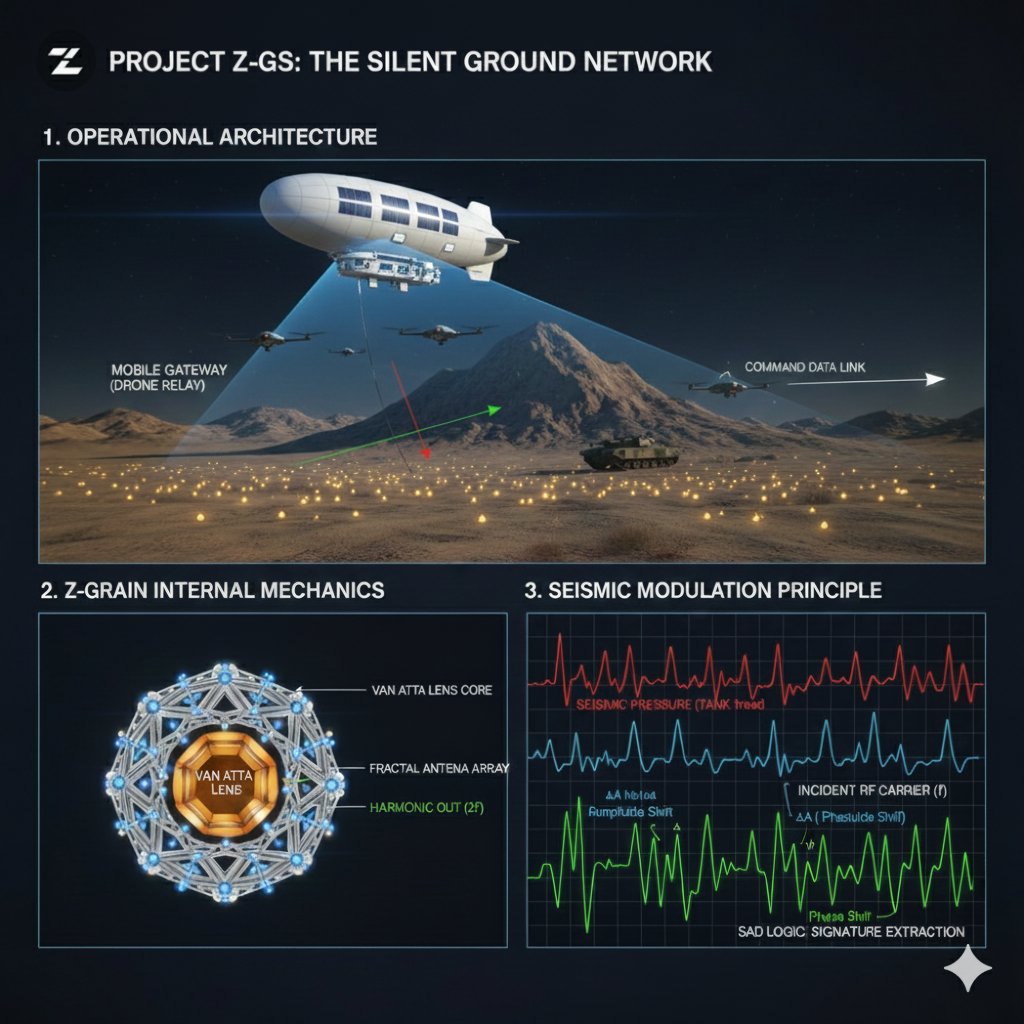 ZLabOrigin's tweet image. Beyond Optics: Introducing the Z-GS (Z-Grain/Stamp) framework.
​Traditional surveillance relies on "seeing" (Optical/SAR). Z-GS relies on "feeling."
​By dispersing millions of passive, biodegradable metamaterial scatterers across a theater, we transform the earth's surface into a