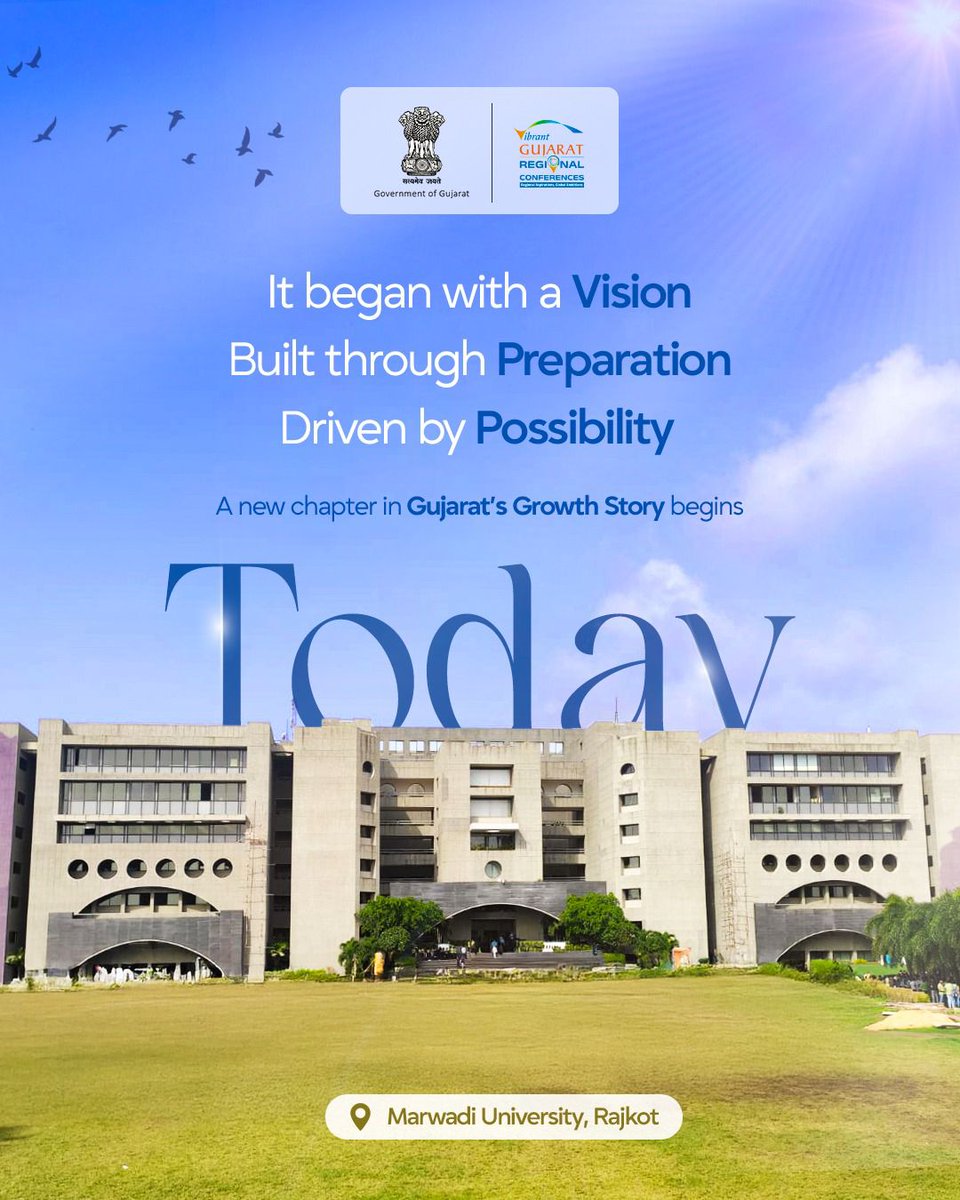 A new chapter in Gujarat’s growth story begins today.

The 2nd Vibrant Gujarat Regional Conference sets the stage where vision turns into action, and ideas transform into opportunities.

Together, we move forward to shape the future of MSMEs, startups, and industries across the