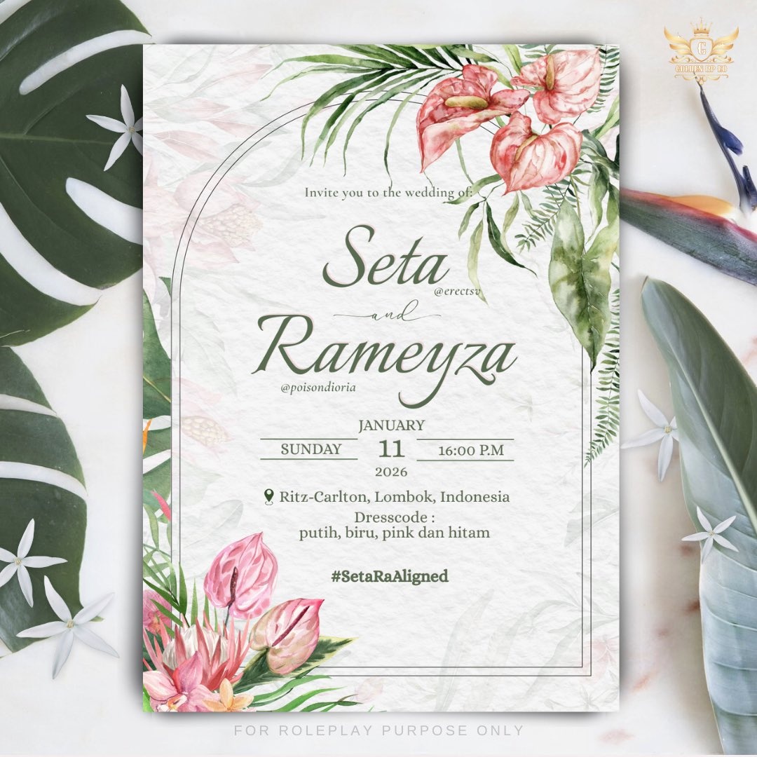 GOLDENRPEO's tweet image. ㅤ
ㅤ  ㅤㅤ♡ ° ┄───────╮
ㅤㅤ             MAIN EVENT
ㅤㅤ         ╰───────┄ ° ♡
ㅤㅤ   
               Wedding Party

MC BY @ddzonu 
GROOM &amp;amp; BRIDE BY @erectsv ♡︎ @poisondioria   
FAMILY BY @entiesrely &amp;amp; @secreysto
GUEST STAR SEVENTEEN &amp;amp; TWICE

#SetaRaAligned